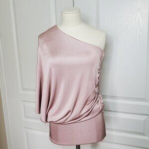 Guess by Marciano One-Shoulder Satin Top Blush Pink Size S